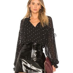 JOIE Amalthea Black Silk Printed Blouse Size XS